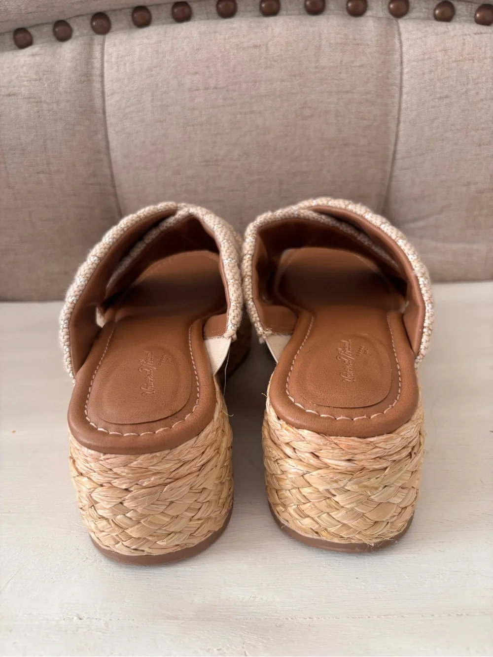 Target A New Day Woven Platform Slide Sandals Beige Size 8 1/2